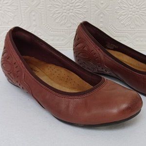 Rockport Cobb Hill Sharleen Burgundy Leather Slip On Flats Padded Insole Size 7